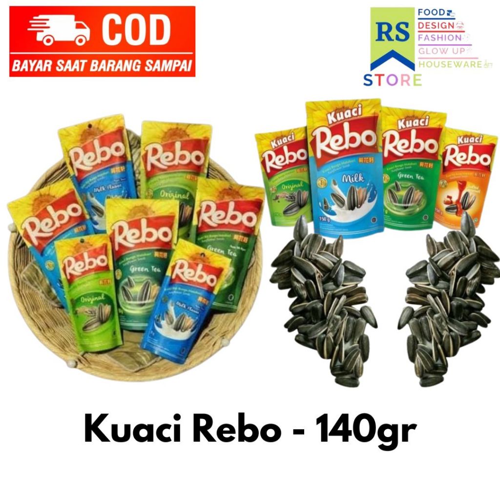 

rebo kuaci 1 pcs 140 gram - rasa coconut, green tea & milk / rebo kuaci rasa milk flavor - kuaci biji bunga matahari / kuacirebo 140 halal / kuaci rebo original / snack ringan / kuaci rebo milk flavor 140 g/kuaci rebo biji matahari rasa susu 140 g/kuaci r