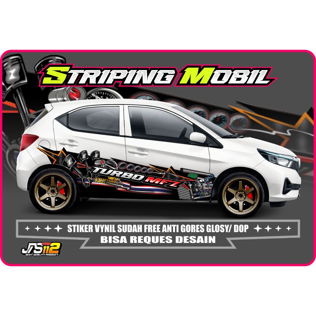 Decal Sticker Mobil brio new Agya Ayla Jazz Brio Yaris Body Samping Free Custom Nama stiker livery m