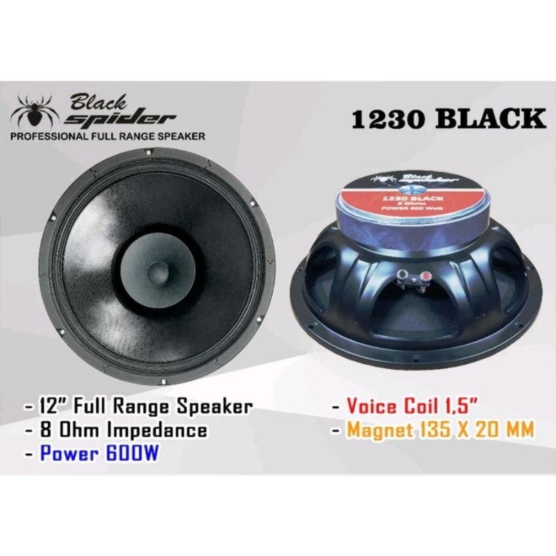 SPEAKER 12INCH BLACKSPIDER BS 1230 BLACK / BLACK SPIDER BS1230 BLACK 600WATT