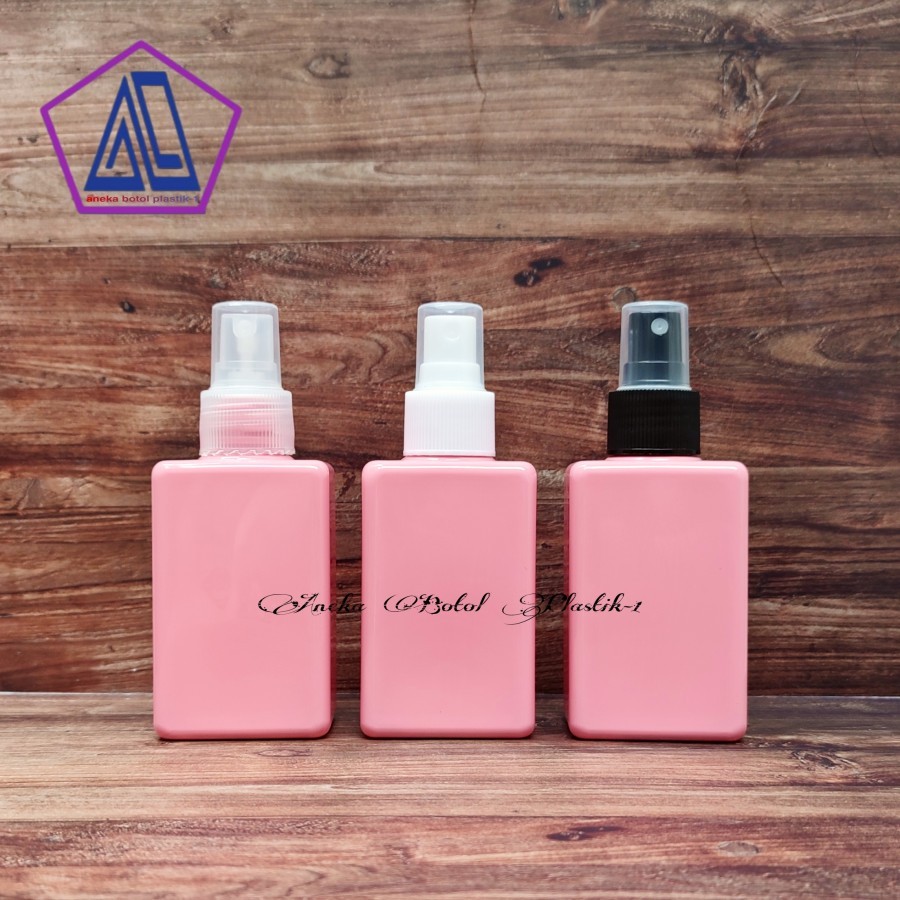 Botol Spray 100ml Kotak Pet Plastik Pink Spray Embun / Botol Plastik 100ml Kotak