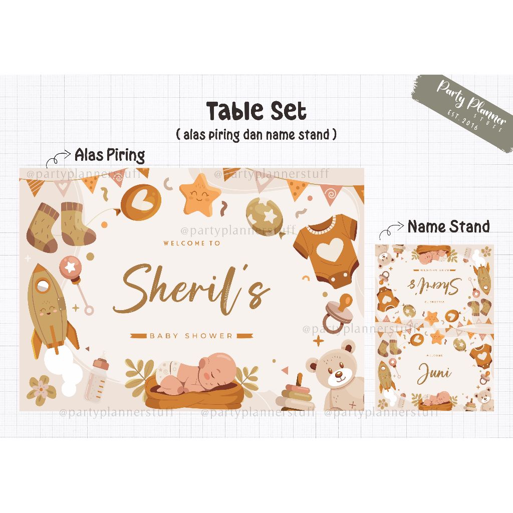 Table set baby shower / dekorasi baby shower / gender reveal decoration / baby boy baby shower / bab