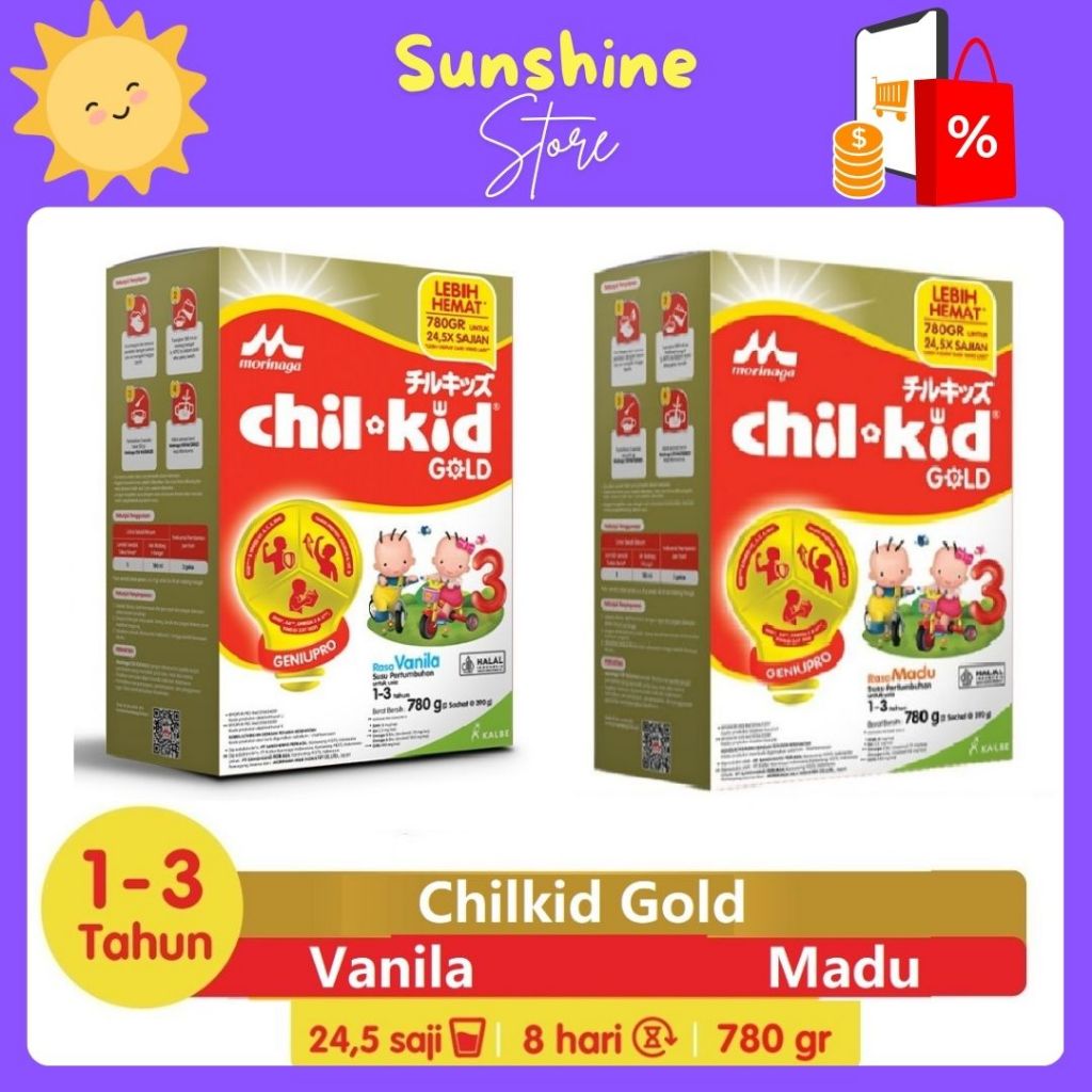 Morinaga CHILKID / CHILSCHOOL Gold Vanila / Madu / Coklat - Box: 780g