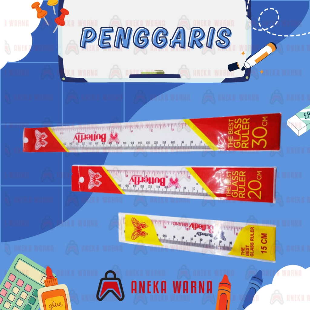 

PENGGARIS PLASTIK | MISTAR BUTTERFLY 15, 20, 30 CM (PCS)