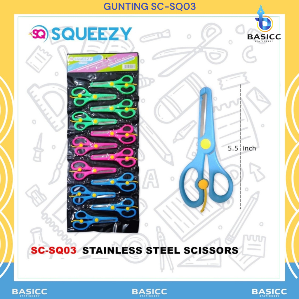 

Squeezy Kids Scissors Gunting Anak Warna Warni SC-SQ03 | @1Pcs