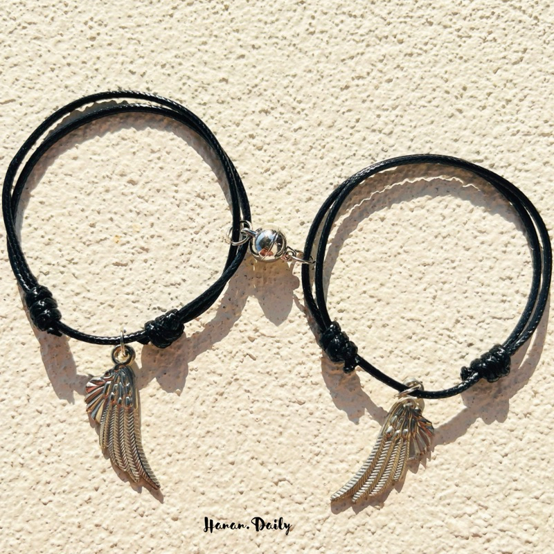 (Kode 2)Gelang Couple Sayap Silver premium | Gelang magnet Couple | Gelang Pasangan
