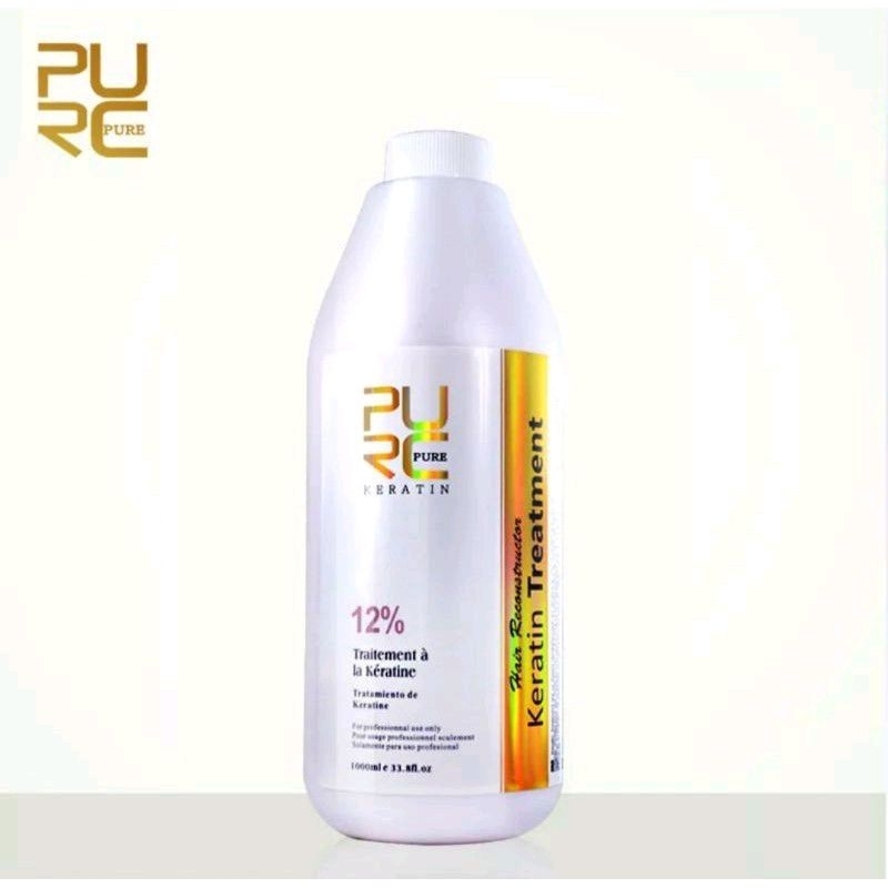 Pelurus Rambut Keratin pure purc 12% Treatment Smooting Brazilian Protein silver Gold 1000ml