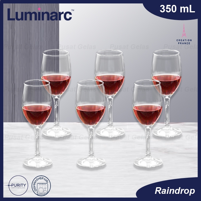 1 SET 6 PCS Gelas Luminarc Raindrop 350mL/Luminarc Gelas Kaki/Luminarc Gelas Wine/Luminarc Wine Glas