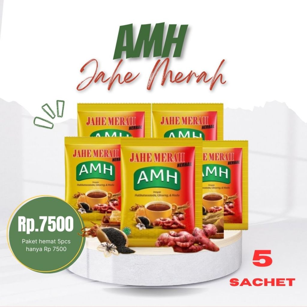 

5 SACHET AMH Jahe Merah Herbal