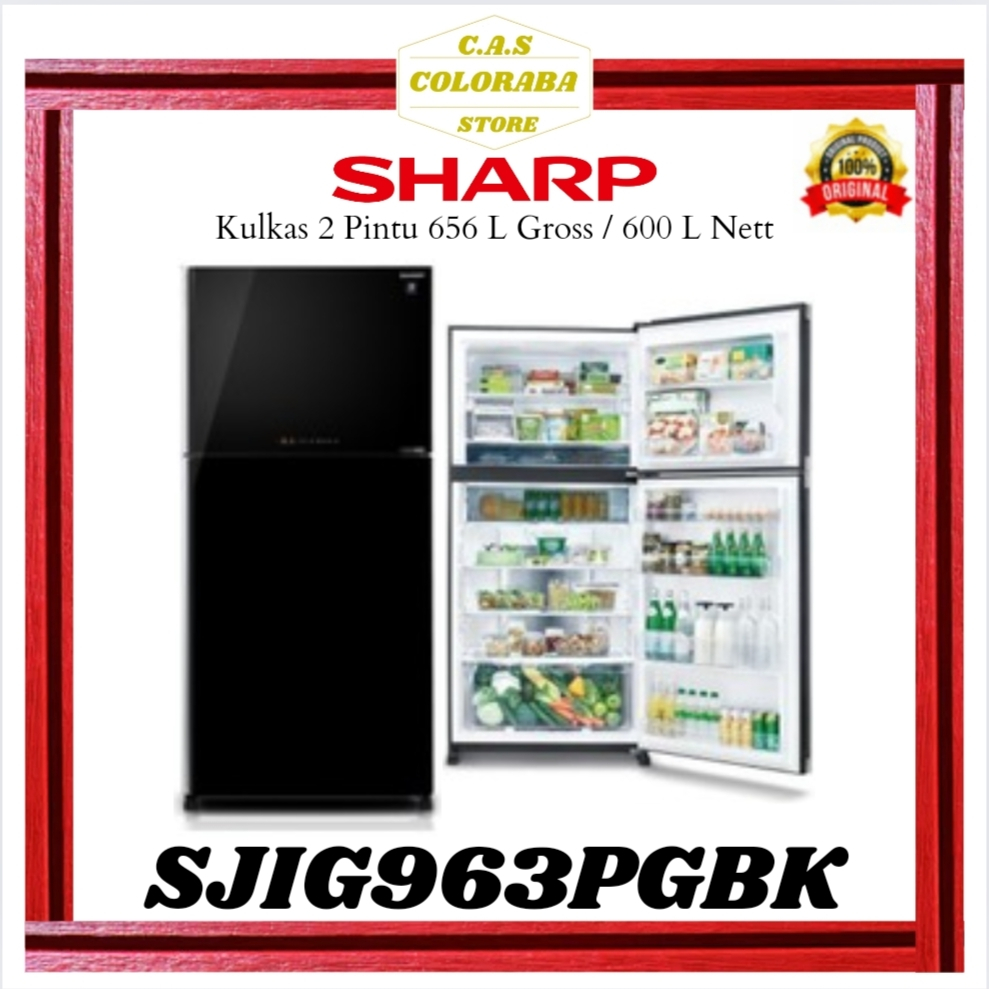 KULKAS SHARP SJIG963PGBK KULKAS 2 PINTU 600 L SJIG963PG SJIG963 SJ-IG963PG-BK SJ-IG963 SJ-IG963PG