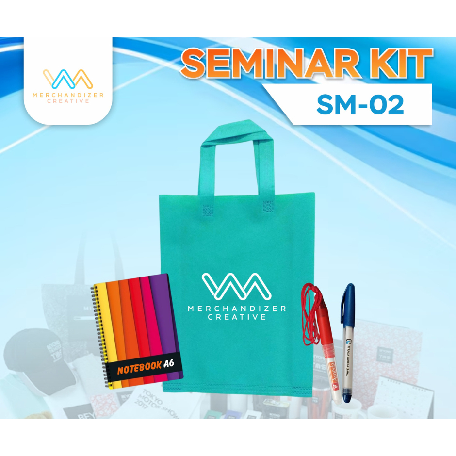 

Tas Spunbund, Notebook A6 Spiral, dan Pulpen Bossjell/tali - Seminar Kit Custom