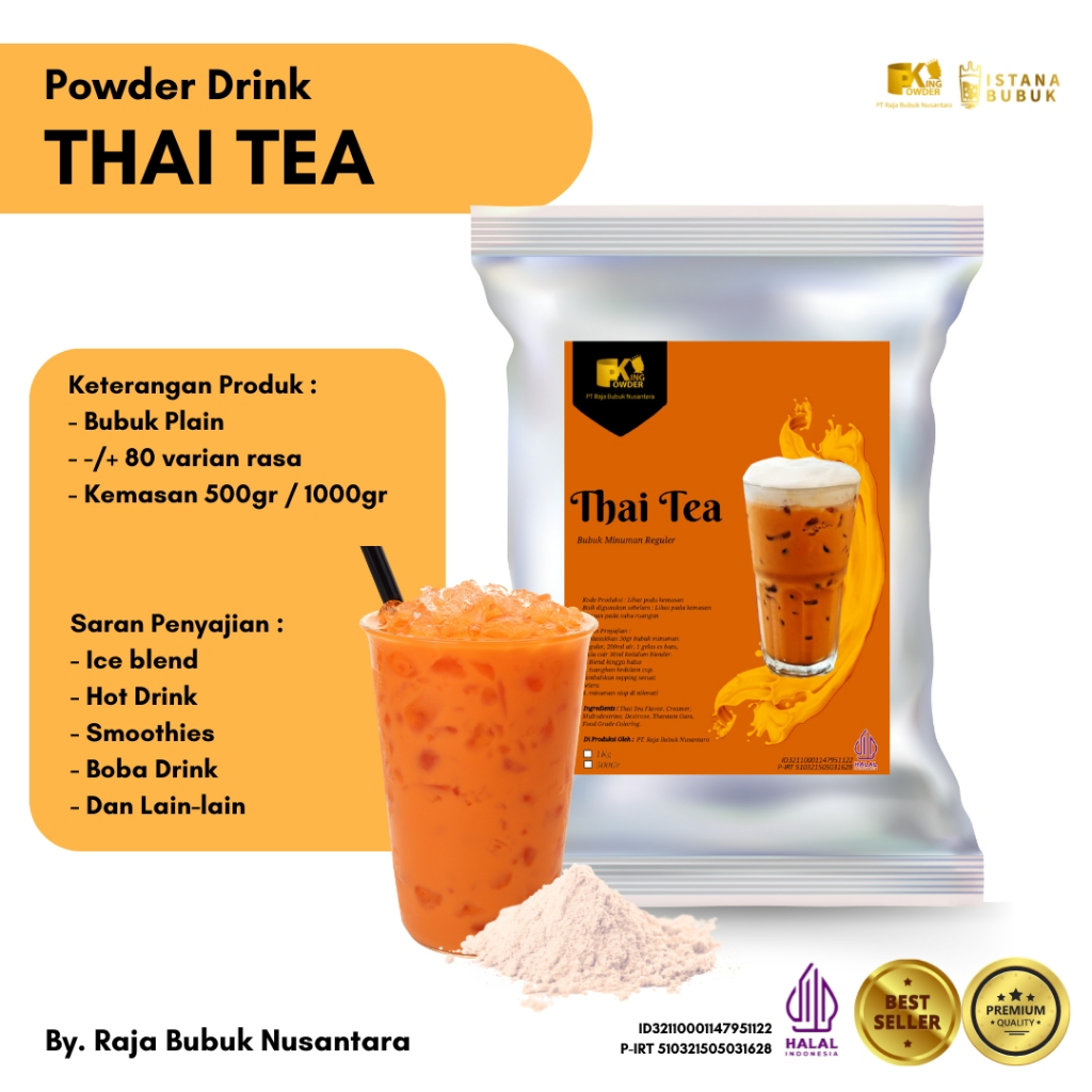 

Bubuk Minuman Thaitea Bubuk Minuman rasa Thaitea Powder Drink rasa Thaitea POWDER THAI TEA ENAK