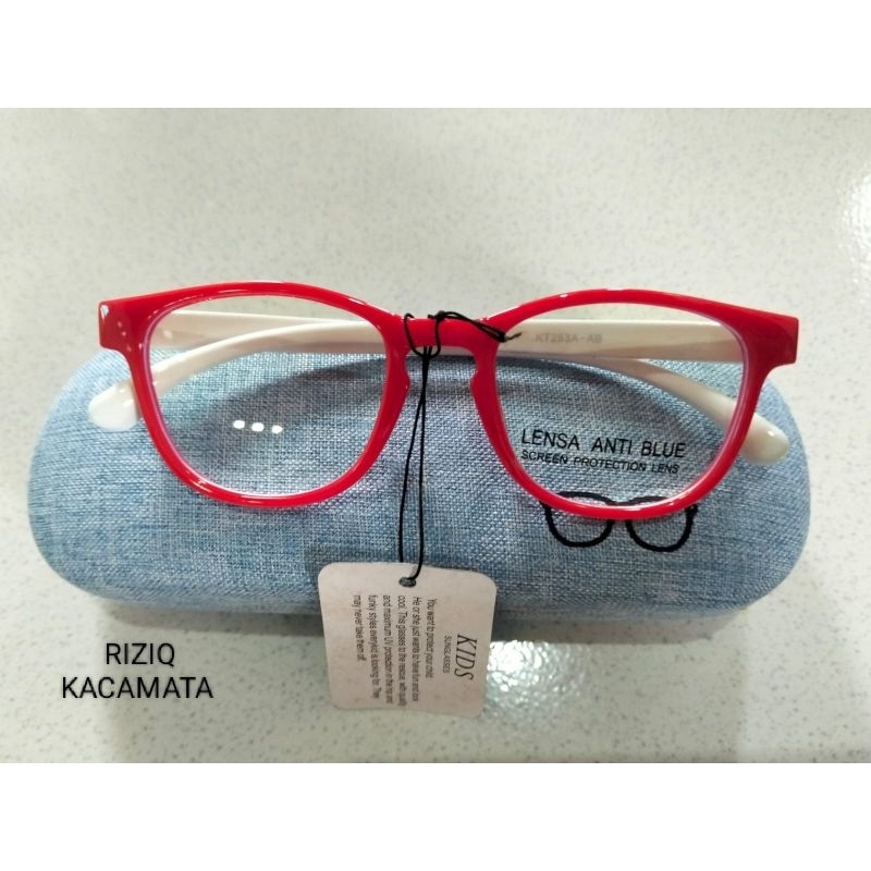 (FREEBOX DAN LAP)KACAMATA ANTI RADIASI_kacamata anak fashion gaya lensa  anti Sinar uv