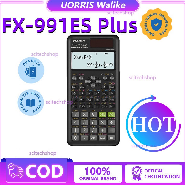 

COD STOCK CASIO FX991ES Plus2 Kalkulator SekolahKuliah ScientificSaintifik 417 fungsi KODE S3F7