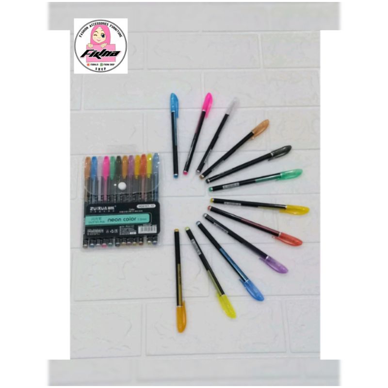 

ZHUIXUA PULPEN GLITER 12 WARNA PASTEL / BULPEN GEL WARNA WARNI NEON COLOUR PASTEl