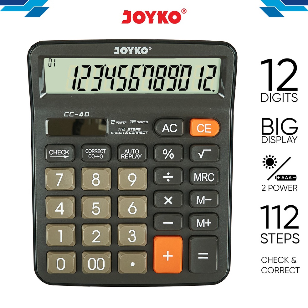 

Calculator Kalkulator Joyko CC4 12 Digits Check Correct KODE G1B9