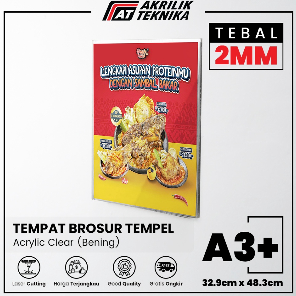 

Akrilik Tempat Brosur Tempel Sign Holder Qris Barcode Menu Wall Thicker Acrylic Ukuran A3 KODE S6T7
