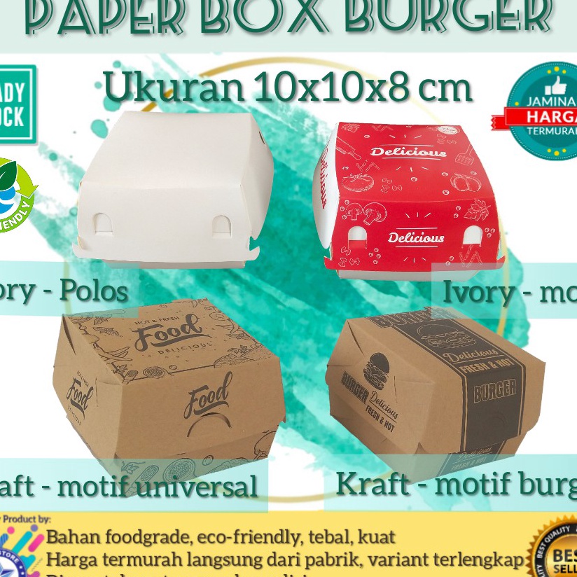 

HJ6 5pcs Box Burger Dus Burger Kemasan Burger Tempat Burger Kotak Burger 5Pcs