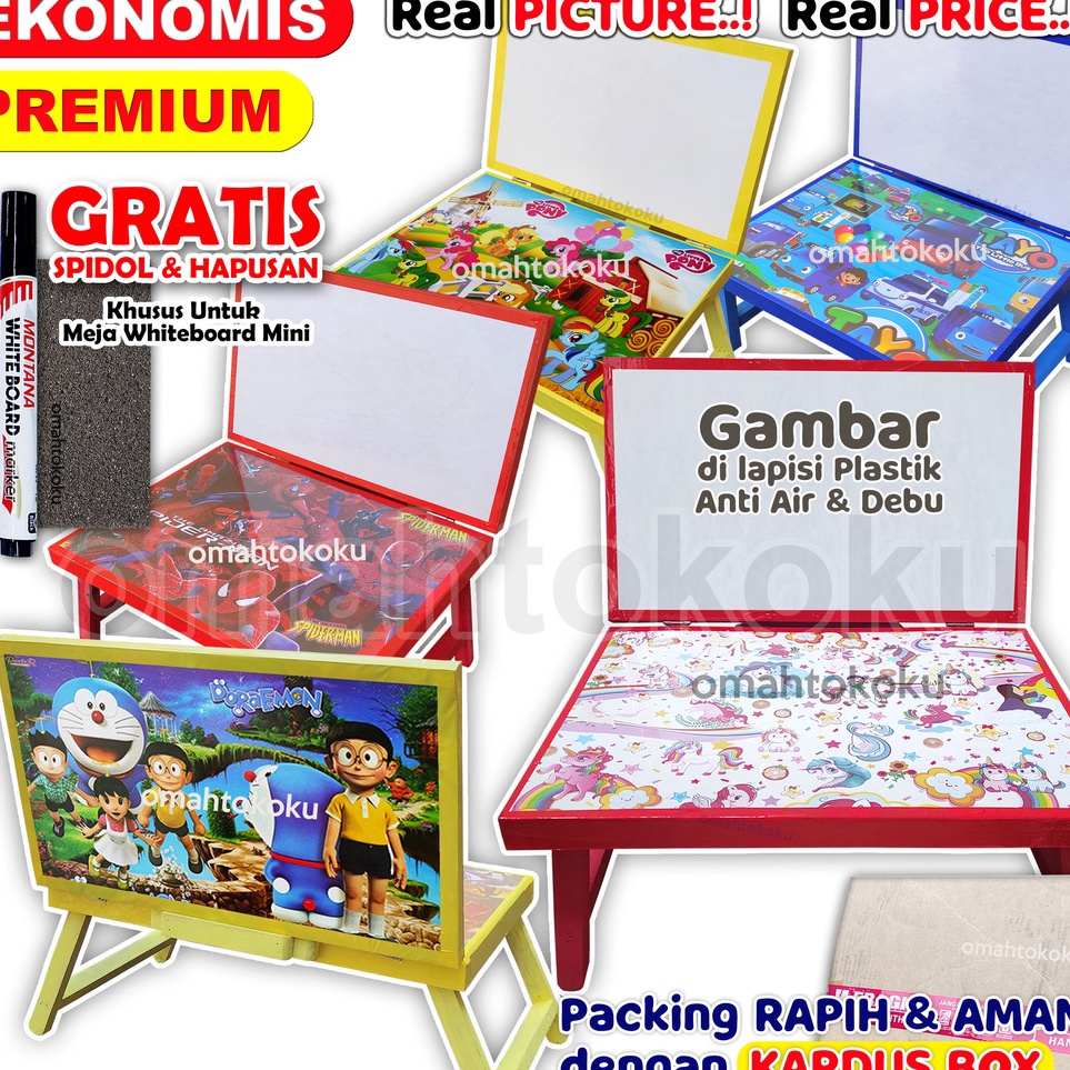 

meja belajar plus papan tulis lipat karakter anak minimalis gratis spidol dan penghapus 3x4x24 Lengkap 1 Set banyak pilihan model dan motif dengan whiteboard atau tanpa white board KODE S6P7
