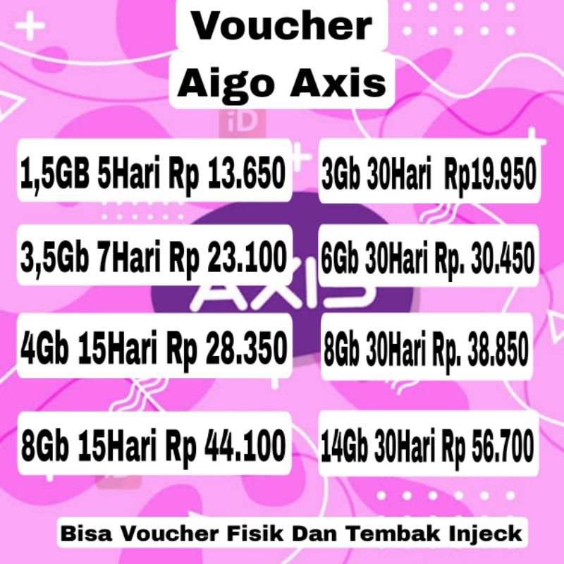Paket Data Voucher dan Inject Kuota Axis Aigo
