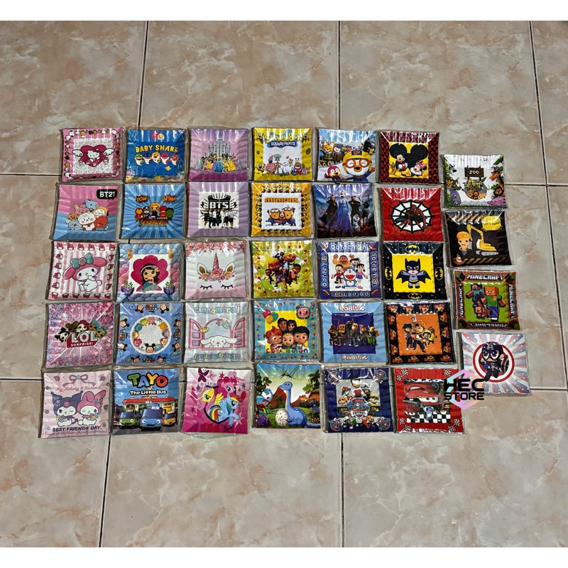 PIRING KERTAS KUE ULANG TAHUN ANAK MOTIF KARAKTER | PIRING KOTAK KUE ULANG TAHUN