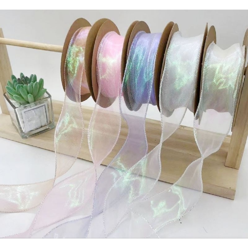 

(Per Meter) Pita Fishtail Hologram 4 cm / Pita Kore / Pita Organza / Pita Kado / Pita Bouquet / Pita Import