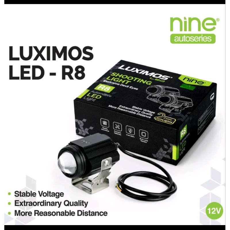 NINE LUXIMOS R8 LAMPU TEMBAK / SOROT  15 WATT  + DEVIL EYE CAHAYA LAMPU PUTIH DAN KUNING BISA UNTUK 
