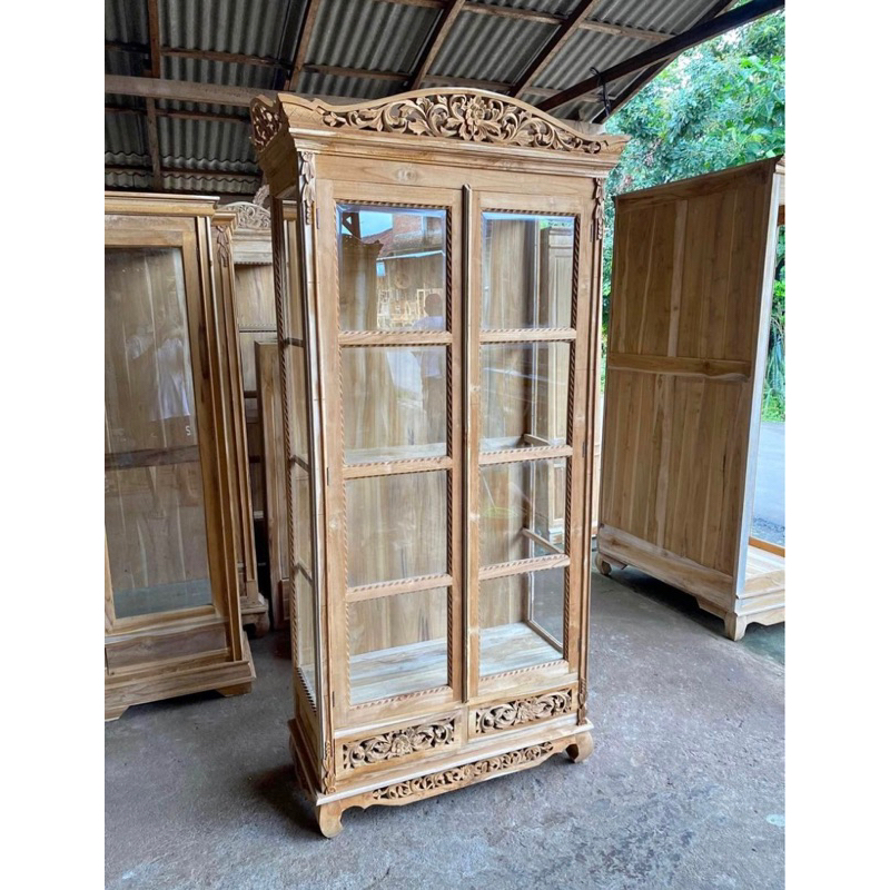 Lemari Hias Palembang/Lemari Pajangan Jati/lemari Buku minimalis