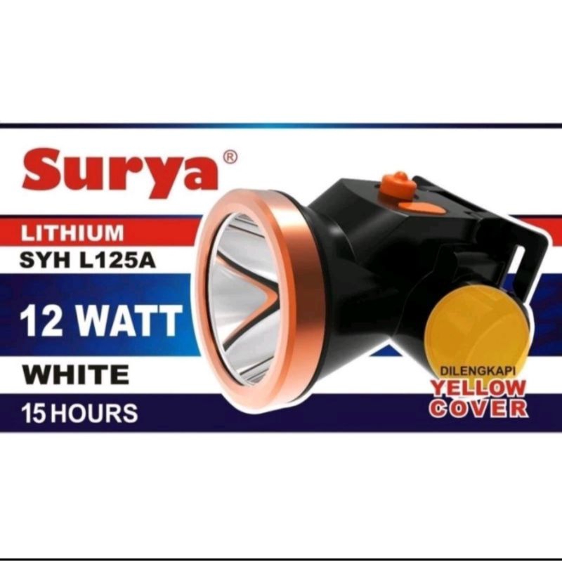 senter kepala SYH L125A senter kepala LED 12 Watt warna putih dilengkapi lensa kuning