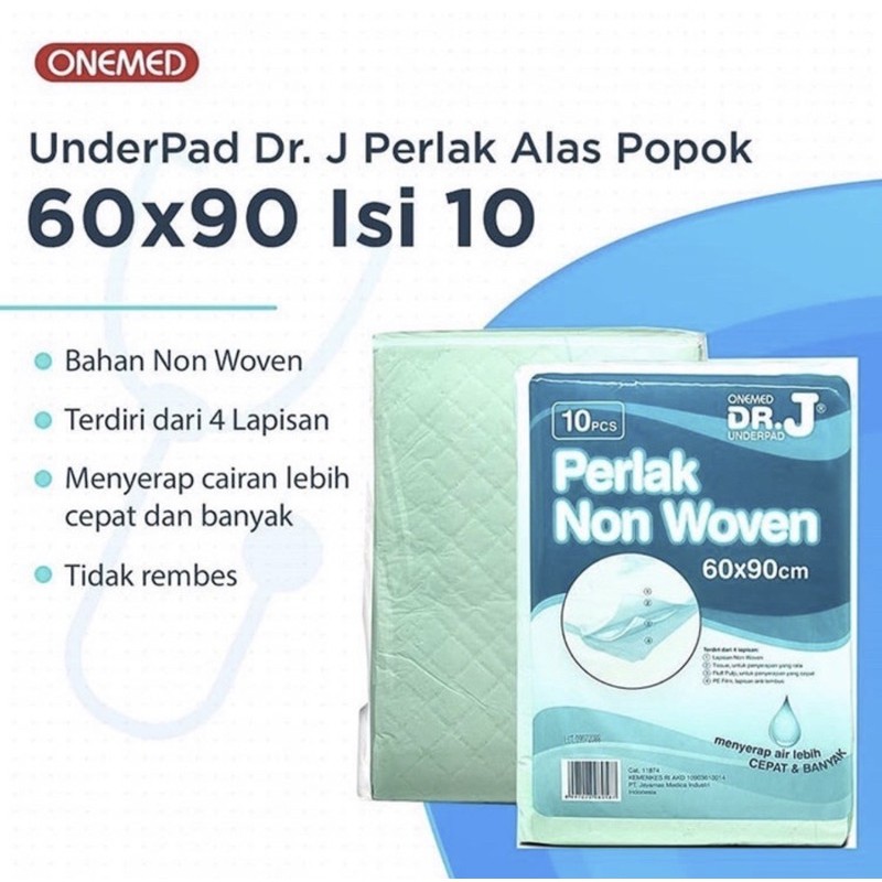 [GROSIR] U Pad Underpad DR.J 60x90 cm Isi 10 Perlak Non Woven Onemed