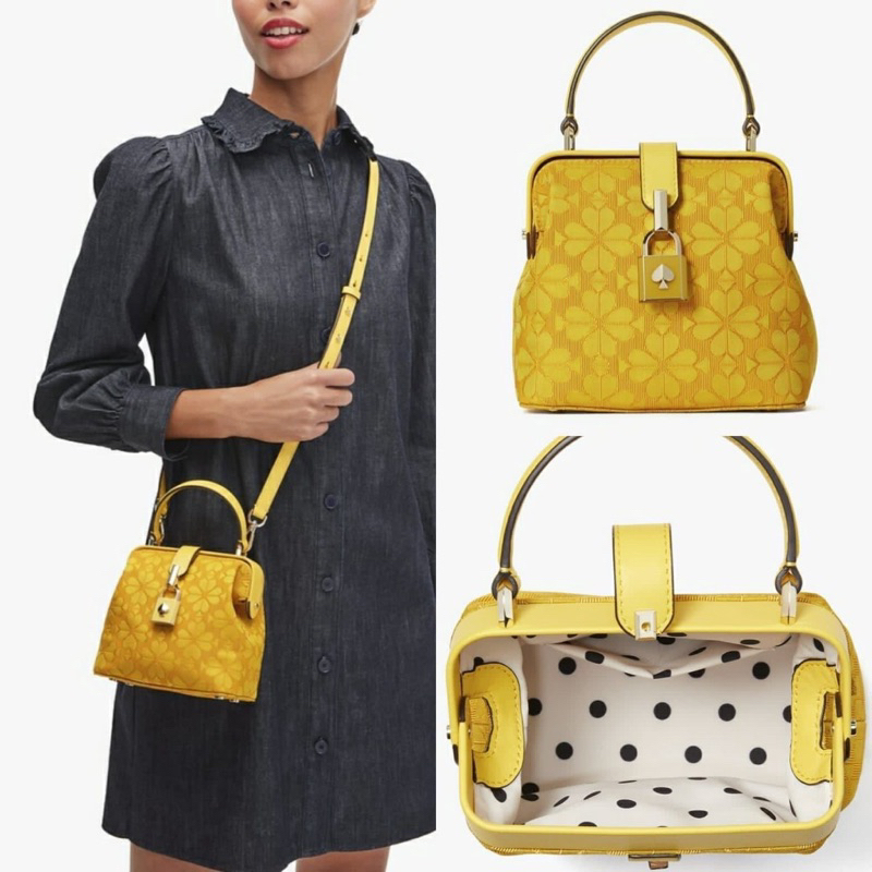 Kate Spade Remedy Spade Flower Small Top Handle Bag Yellow AUTHENTIC