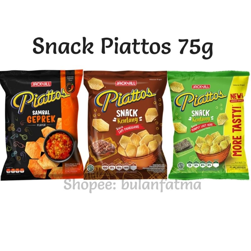 

Piattos Snack Kentang Sambal Geprek,Sapi Panggang, Rumput Laut 75g