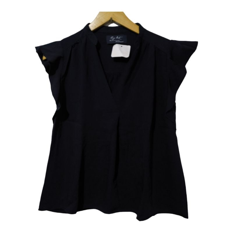 Flutter Sleeve blouse black Rag out M