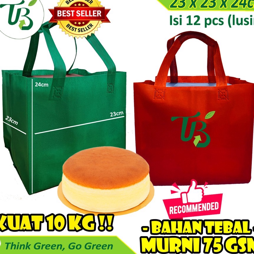 

murah Goodie Bag ECO CAKE tas kue nasi kotak 23x23x24cm Spunbond Bukan Paperbag kardus box