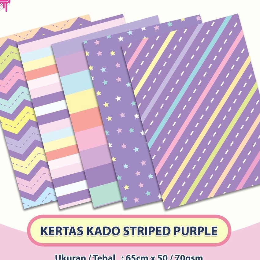 

HJ6 Kes Kado SQUEEZY Striped Pule Ungu isi 5 Bungkus Kado KFH127STR