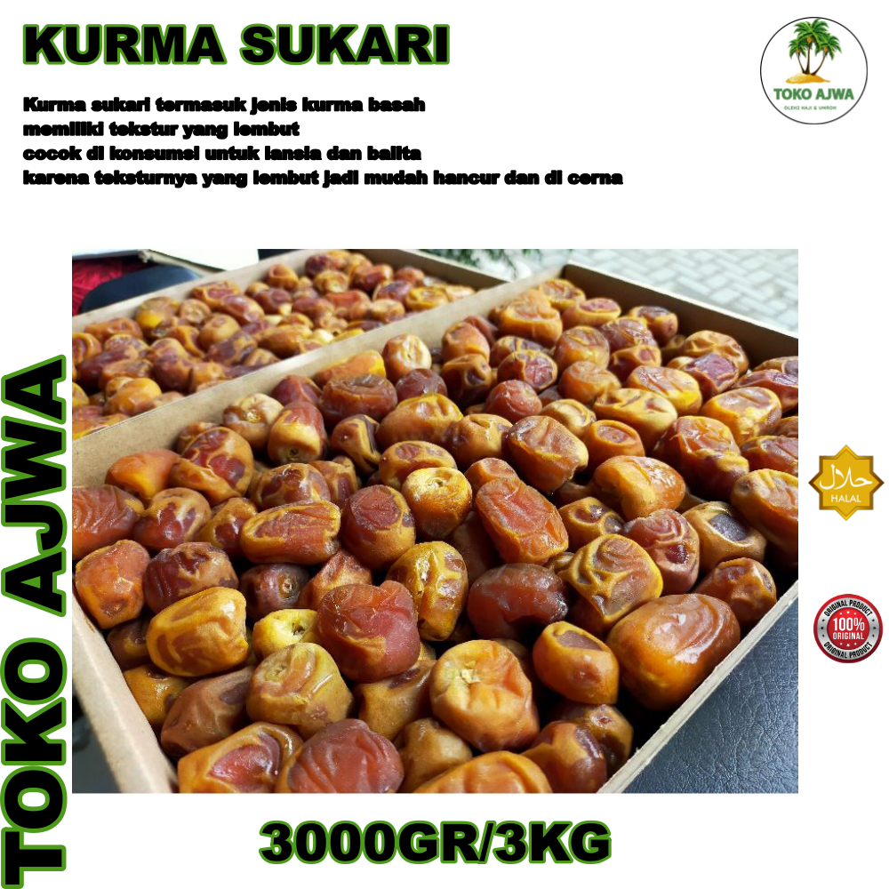 

Kurma Sukari premium kemasan 3kg