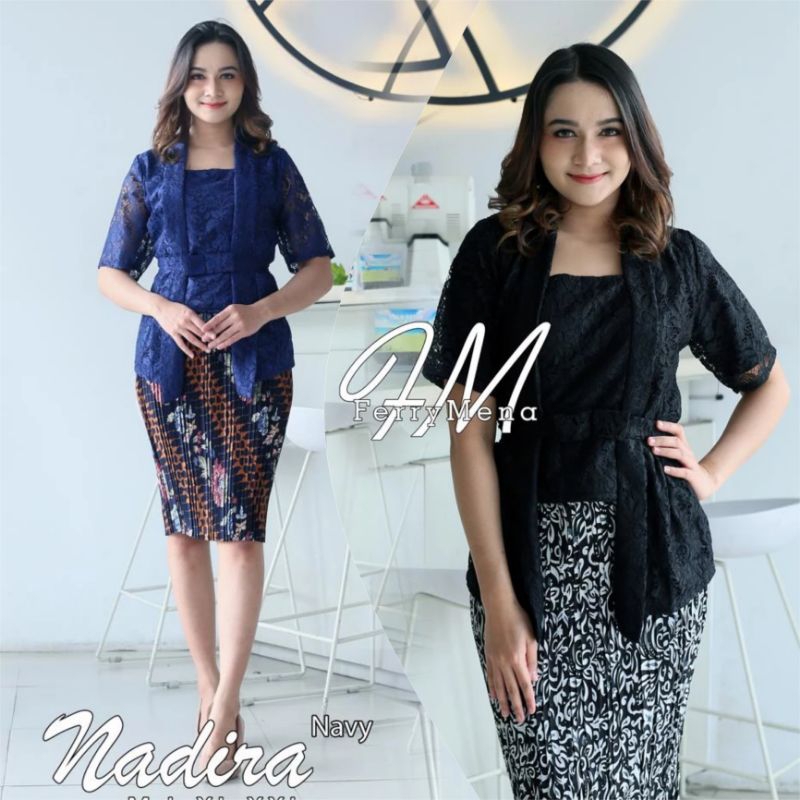 Setelan Kebaya KutuBaru Floy Polos Nadira Rok Pendek Kebaya Modern Kebaya Wisuda Atasan Kebaya Kutu 