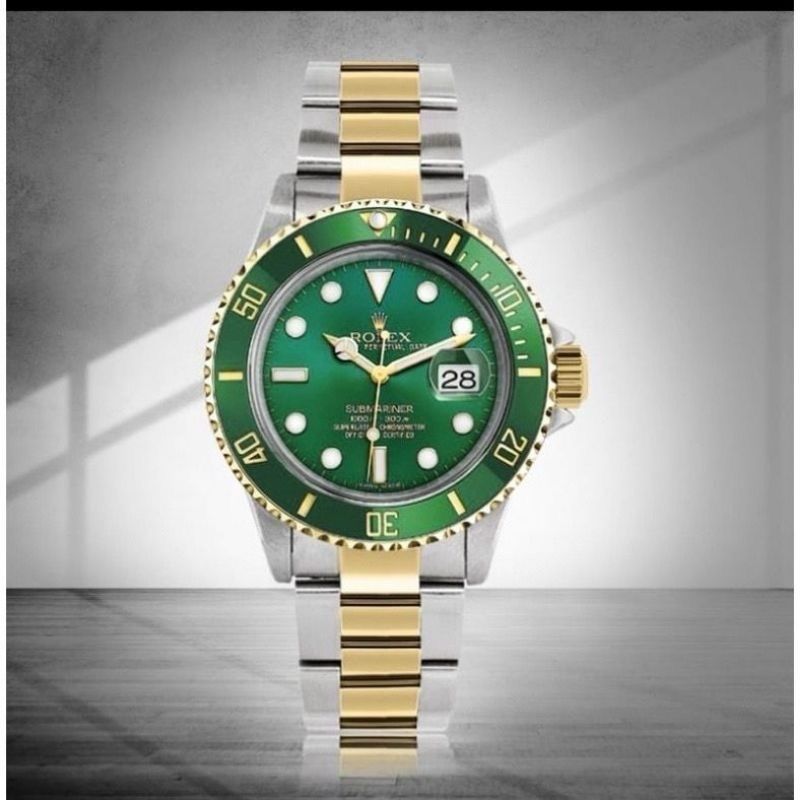 Jam Tangan Pria Rolex Submariner Rantai Ring Putar Body Bulat Tanggal Aktif