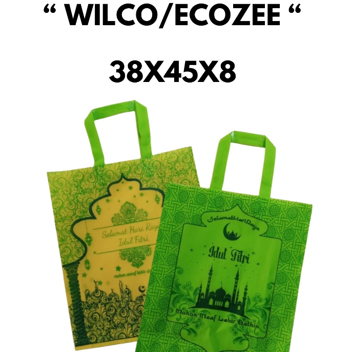 

HJ6 Goodie Bag SpunbondTas Bingkisan EDISI IDUL FITRI LEBARAN WILCO DAN ECOZEE 38x45x8 DESN 4 SISI PERLUSIN ISI 12PCS