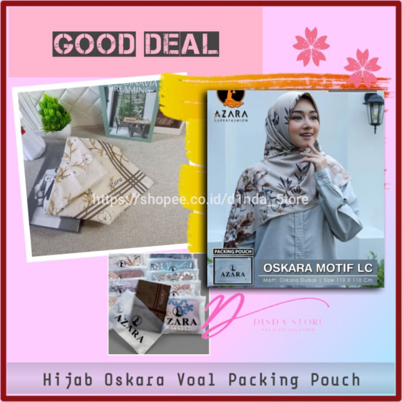 Hijab Motif Segi Empat Voal Oskara Dubai Jilbab Packing Pouch Kerudung Lasercut Fashion Muslim Wanit
