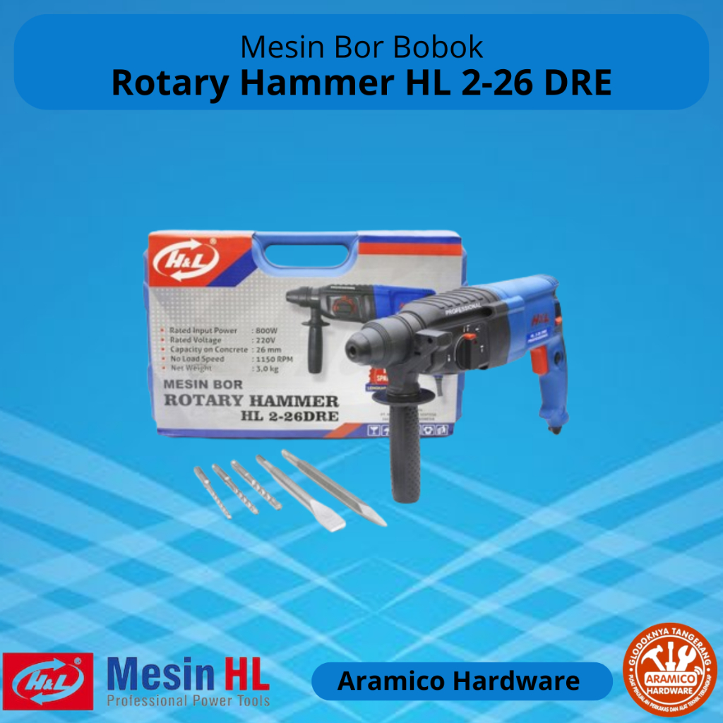 Mesin Bor Bobok Beton Rotary Hammer H&L HL 2-26 DRE