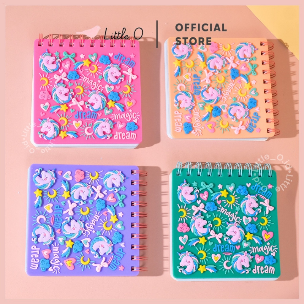 

3D Unicorn Notebook Silicon Cover Ring Buku Catatan Note Book Magica Dream Unik Lucu Asthetic