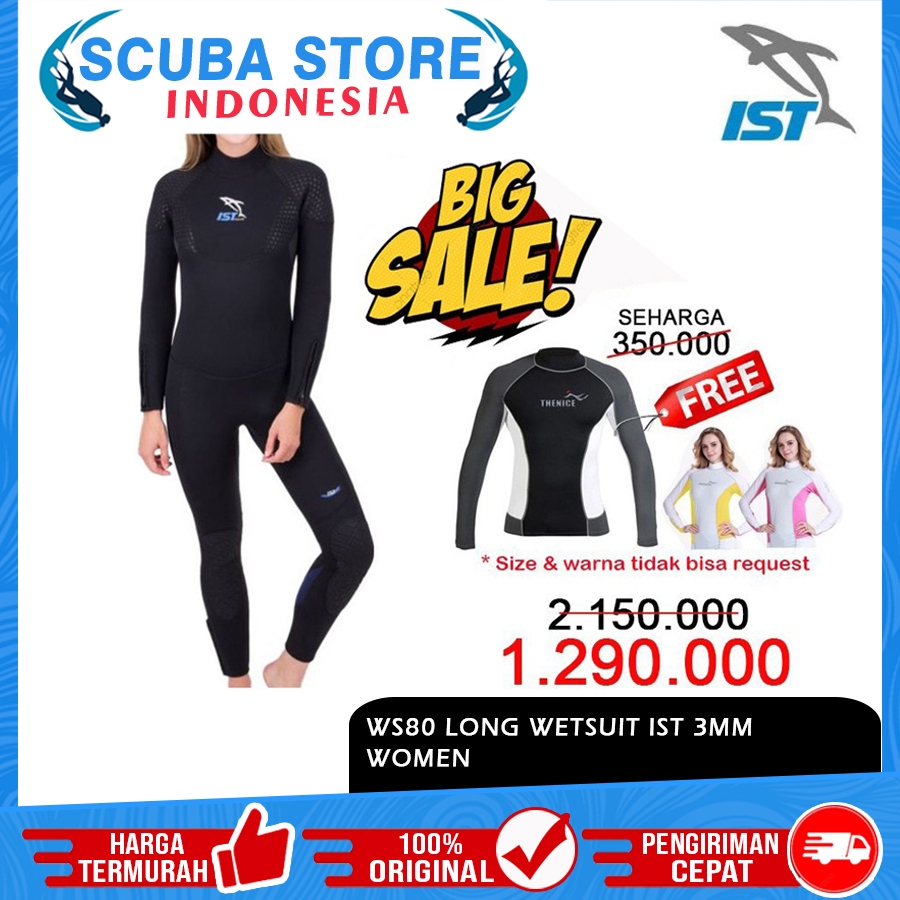 WS80 Long Wetsuit IST 3mm Scuba Diving Women Baju Selam Panjang Wanita  Neoprene Black