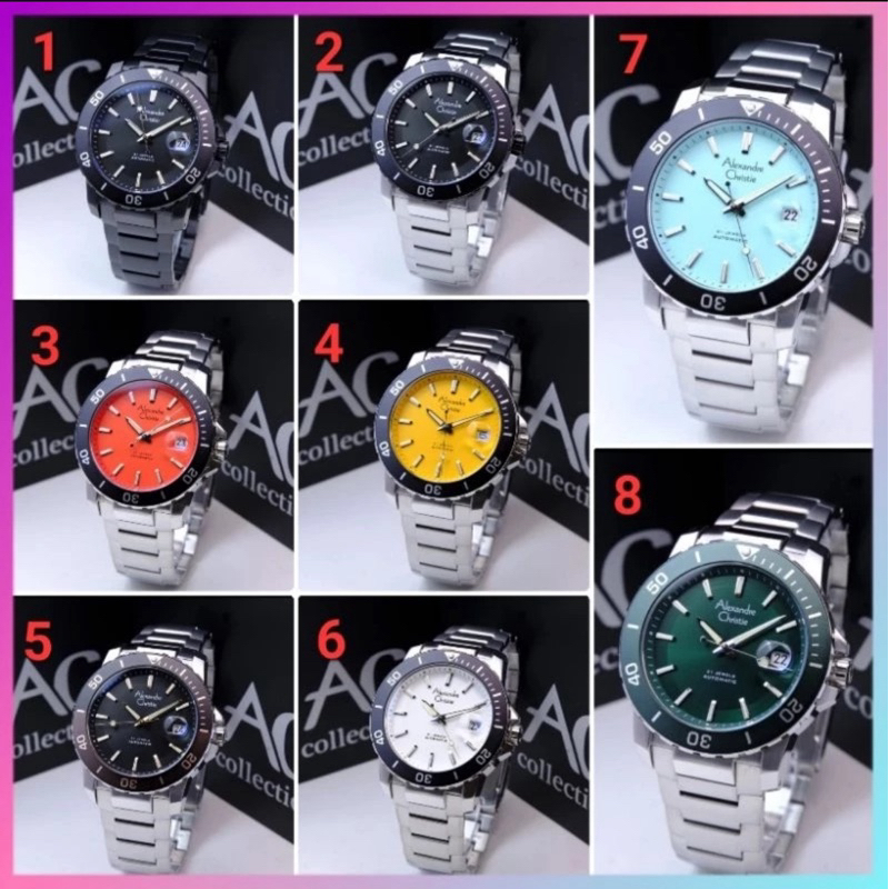 ORIGINAL GARANSI RESMI 1 TAHUN JAM TANGAN PRIA ALEXANDRE CHRISTIE AUTOMATIC COWOK RANTAI STAINLESS S