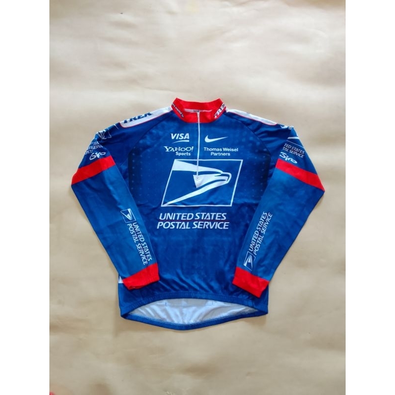 Jersey thermal sepeda vintage Nike Lance Armstrong USPS Trek sz XL fit XXL