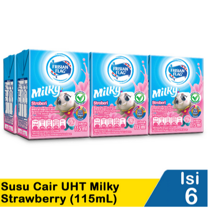 

Frisian Flag Susu Cair UHT Milky / Nutribrain Strawberry 6 x 115 ml