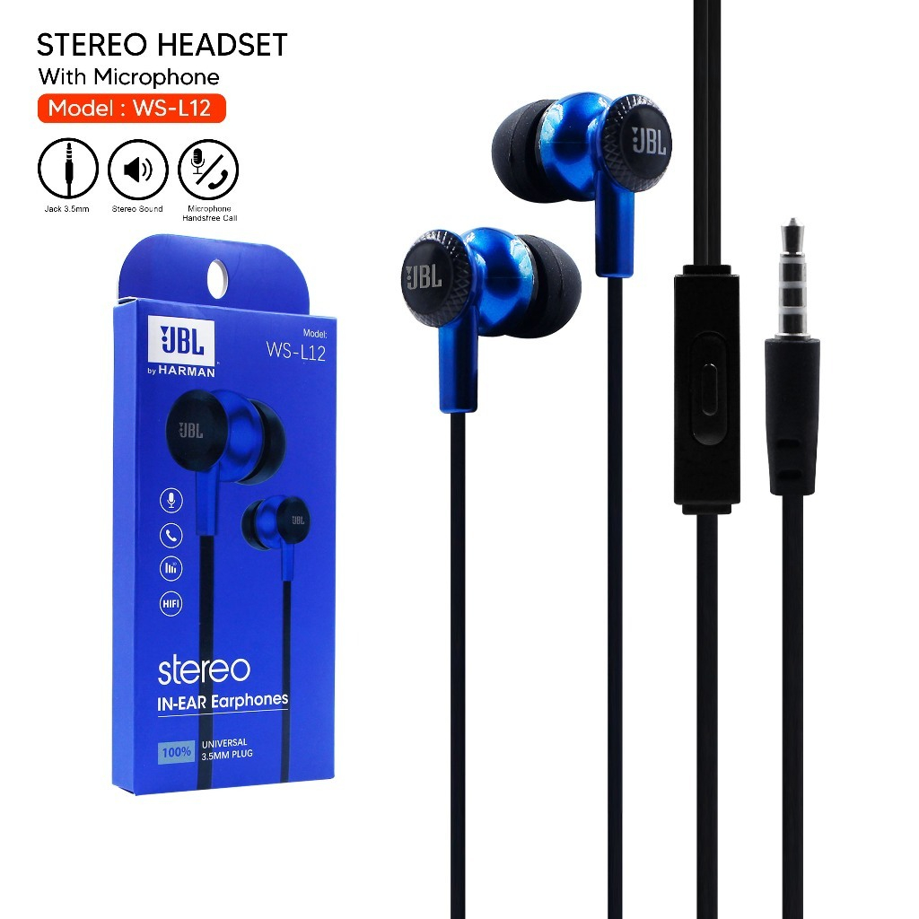Headset Earphone JBL WS-L12 Original by Harman Earphone Handsfree IN HEADPHONES hendset