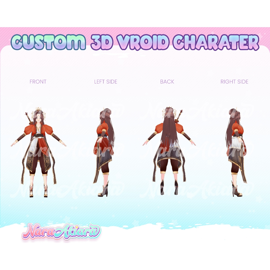 Jasa 3D Vroid VTuber Model 3D Character Full Body + Rigging