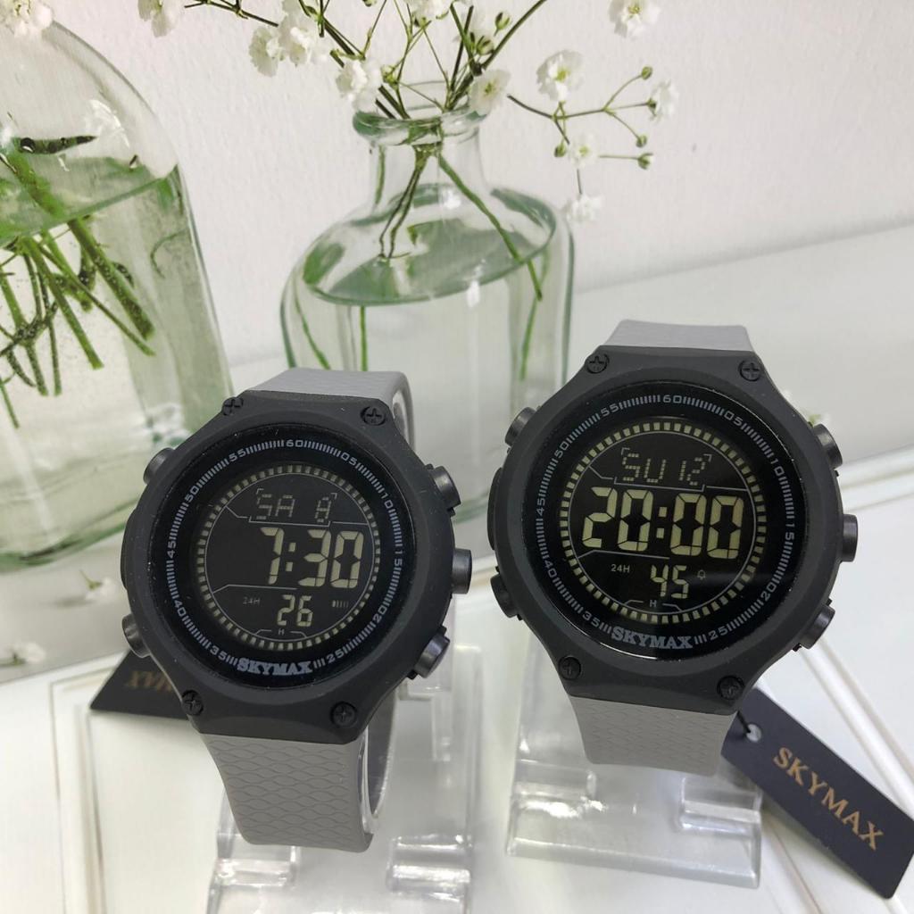 ORIGINAL WATCH JAM TANGAN COUPLE PRIA WANITA SKYMAX DIGITAL GREY