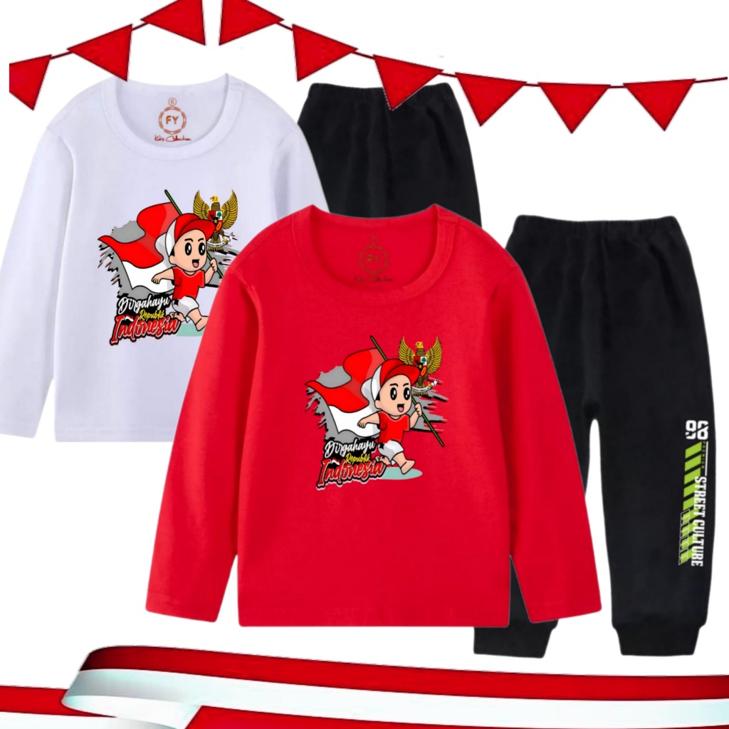Set Kaos Lengan Panjang Kaos Anak Laki Laki Set Lengan Panjang Anak Motif Garuda Cowo Bertopi