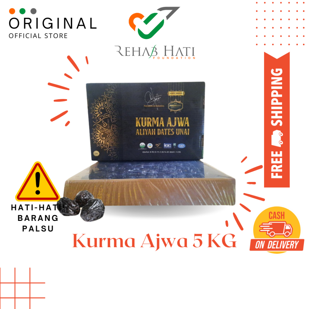 

Rehab Hati Herbal Kurma Ajwa Aliyah Unai Organic Grade Premium 5kg